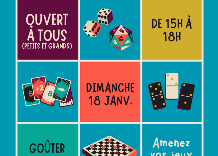 Affiche Annonce Evènement Ludique Journée Jeux de Société Jouet en Bois Coloré